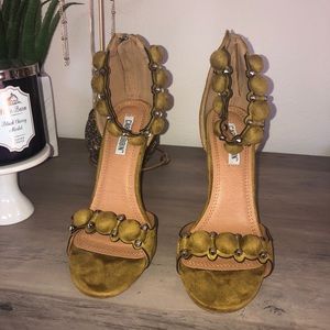 Cape Robbin Olive Pom Pom Heels